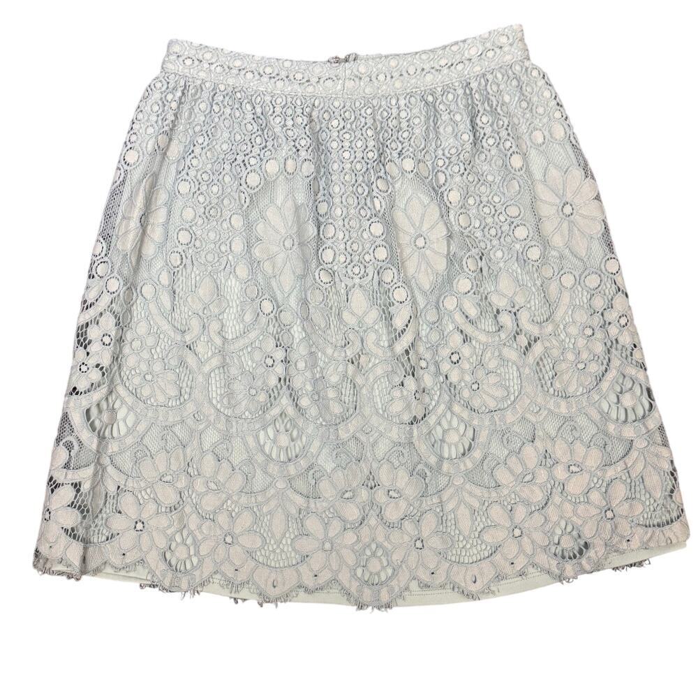 Francesca's Alya Women's Soft Light Dusty Blue Lace Mini Skirt Sz S